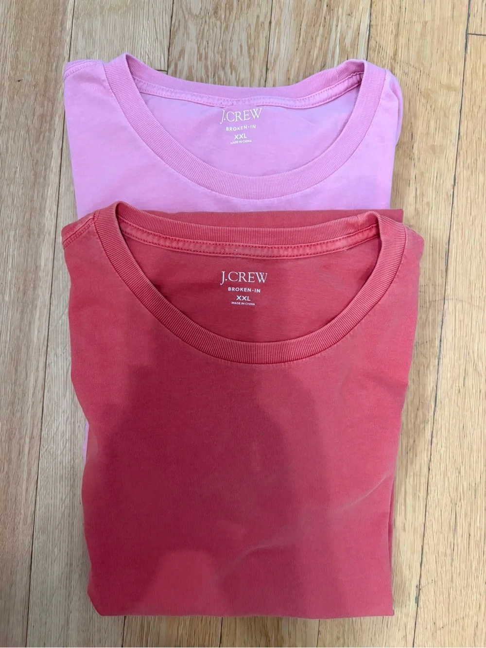 J.Crew Broken-In Crewneck T-Shirt Bundle XXL Pink Coral Elevated Basics